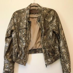 Charming Charlie Faux Snakeskin Bomber Jacket